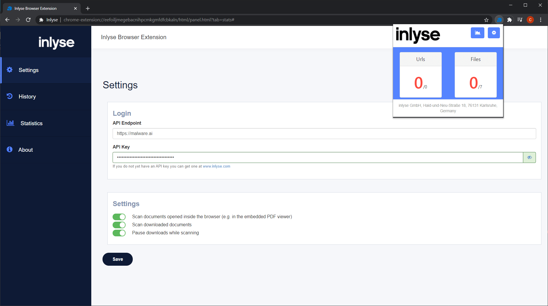 screenshot of INLYSE Malware.AI